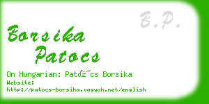 borsika patocs business card